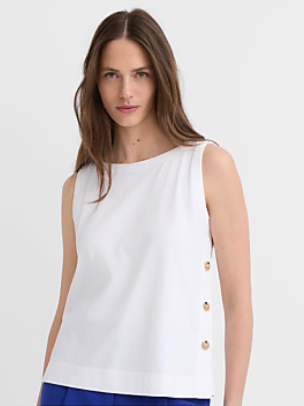 LOFT White Sleeveless Side-Button Tank Size L